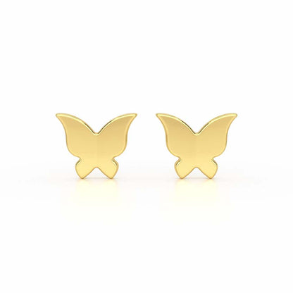 Small Butterflies Silver Earring Studs - Yellow Gold - Image 1