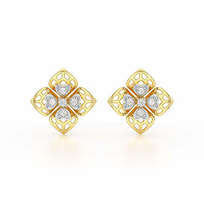 Delicate Petals Silver Earring Studs - Yellow Gold - Image 1