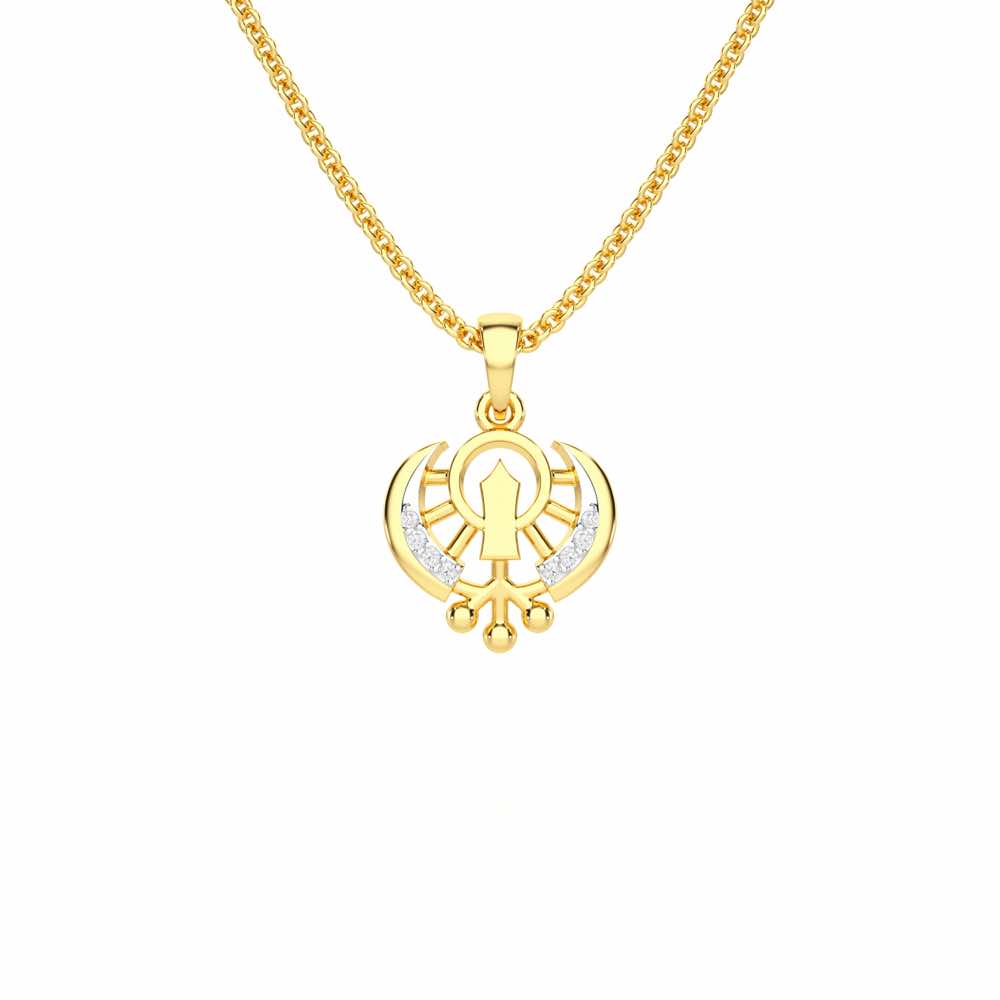 Khalsa Divine Silver Pendant - Yellow Gold - Image 1