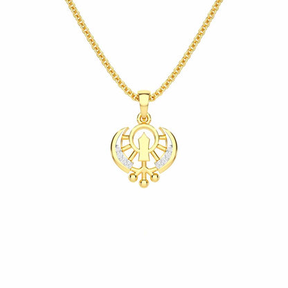 Khalsa Divine Silver Pendant - Yellow Gold - Image 1