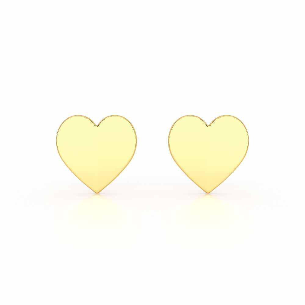 Trinket Heart Silver Earring Studs - Yellow Gold - Image 1