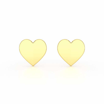 Trinket Heart Silver Earring Studs - Yellow Gold - Image 1