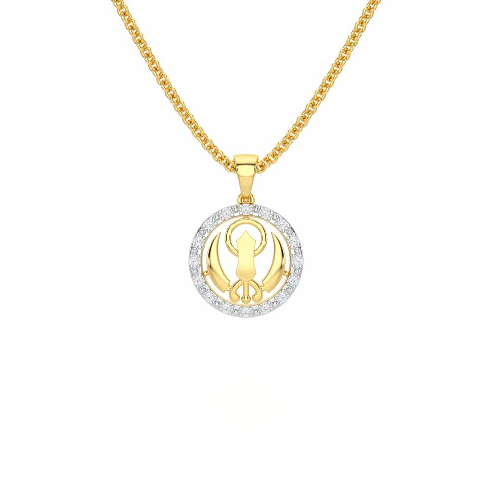 Khalsa Blessing Silver Pendant - Yellow Gold - Image 1