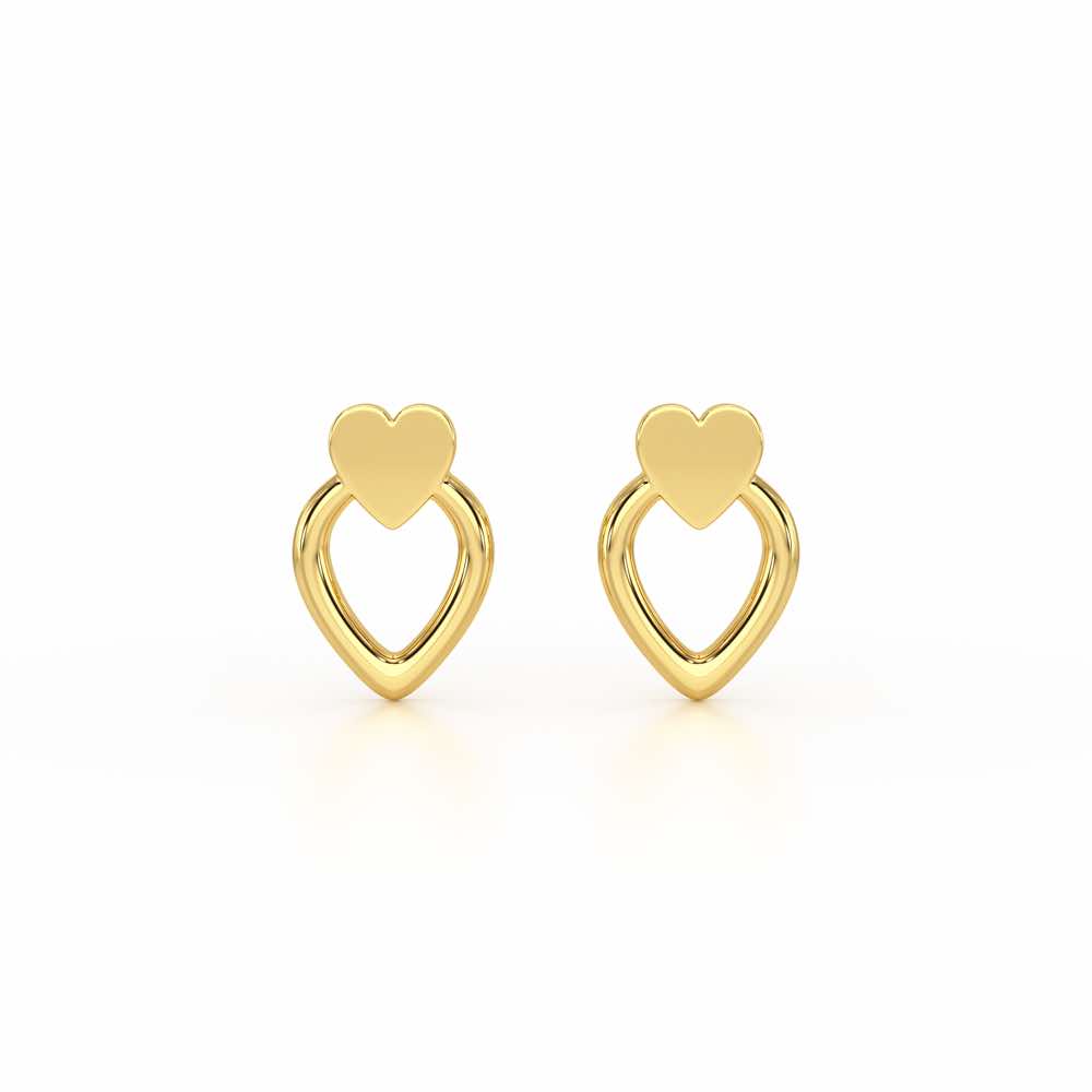Mini Hearts Silver Earrings - Yellow Gold - Image 1