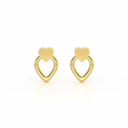 Mini Hearts Silver Earrings - Yellow Gold - Image 1