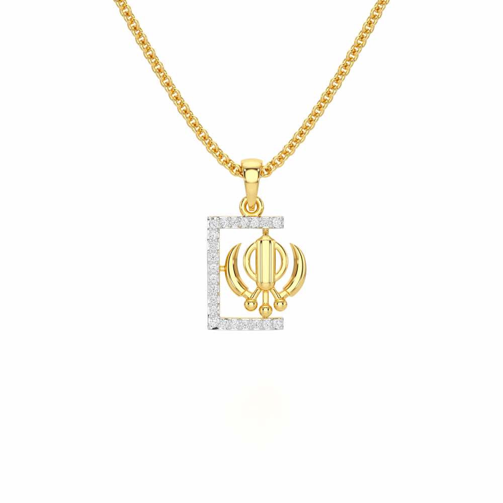 Khalsa Aura Silver Pendant - Yellow Gold - Image 1