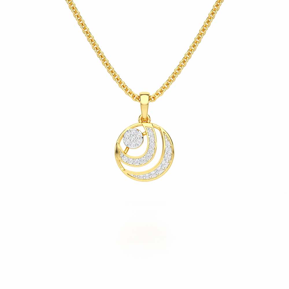 Silver Ripples Silver Pendant - Yellow Gold - Image 1