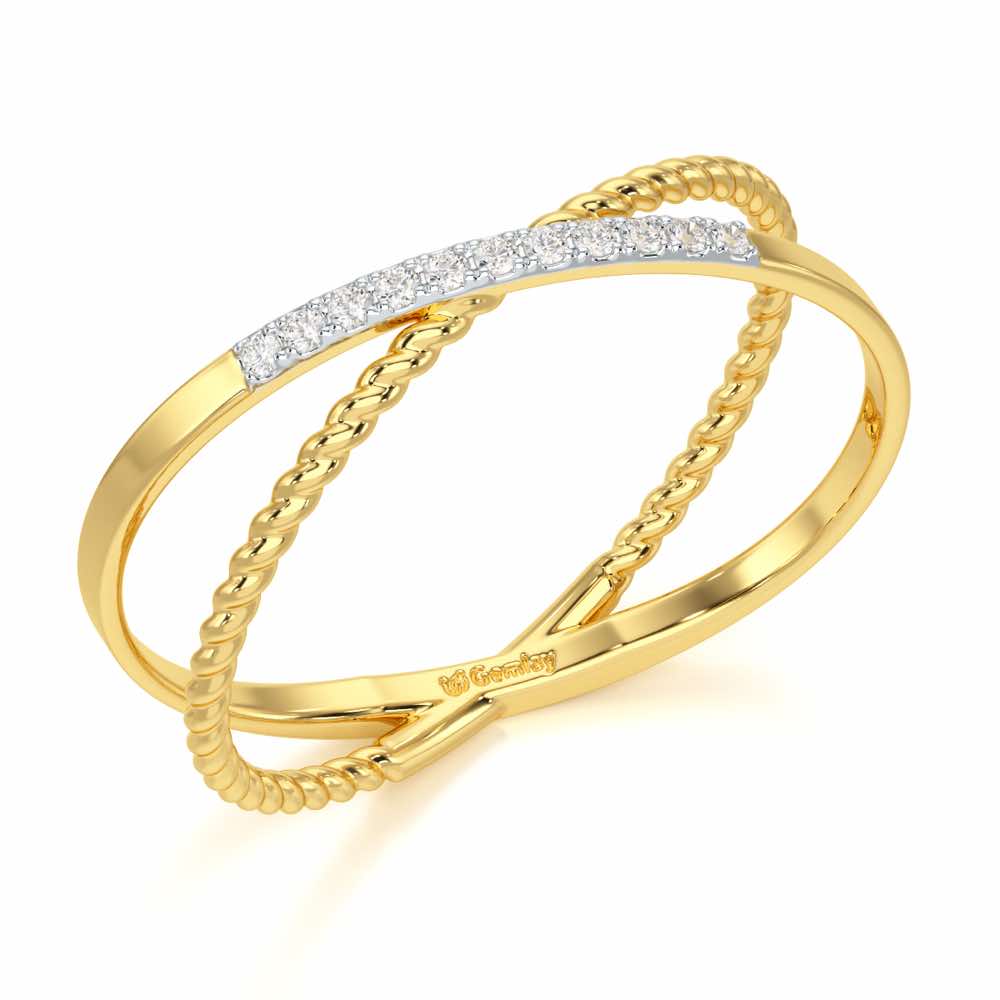 Cross Connection Silver Ring - Yellow Gold - Image 1