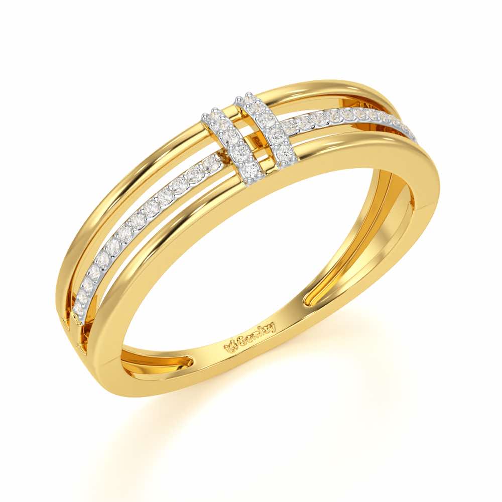 Evoke Shimmer Silver Ring - Yellow Gold - Image 1