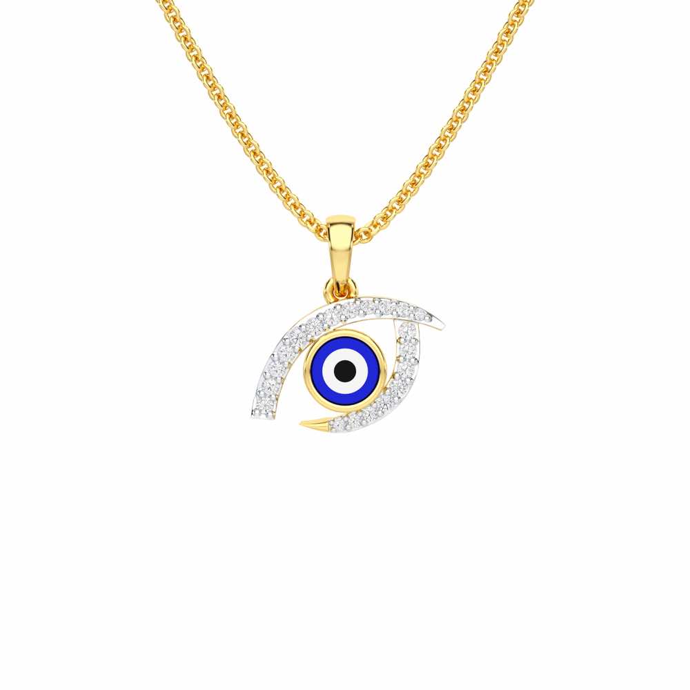 Evil Eye Charm Silver Pendant - Yellow Gold - Image 1
