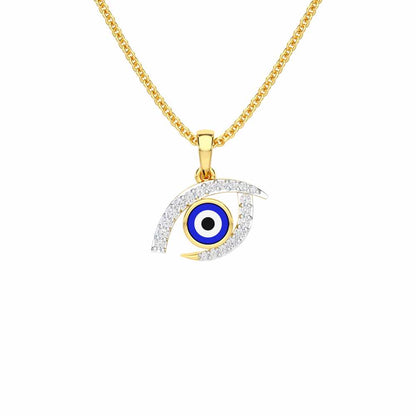 Evil Eye Charm Silver Pendant - Yellow Gold - Image 1