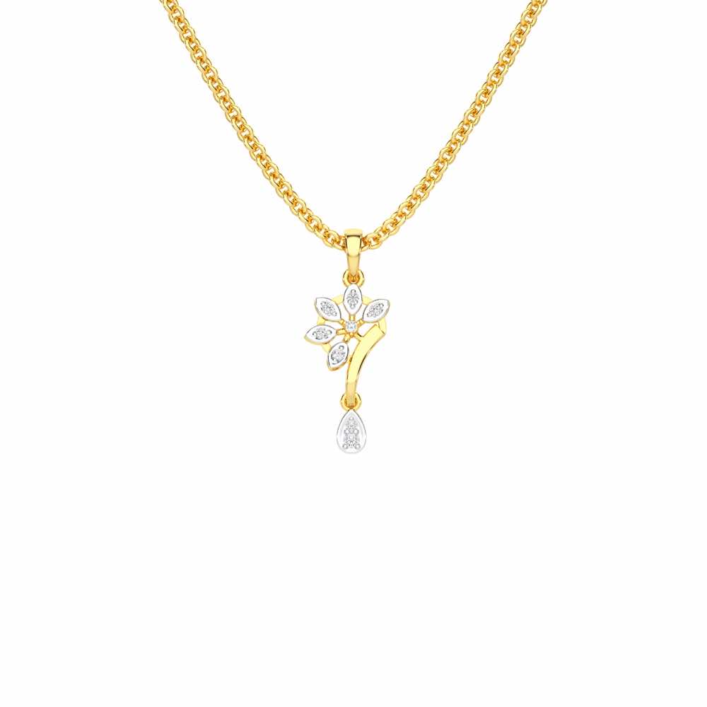 Dewdrop Radiance Silver Pendant - Yellow Gold - Image 1