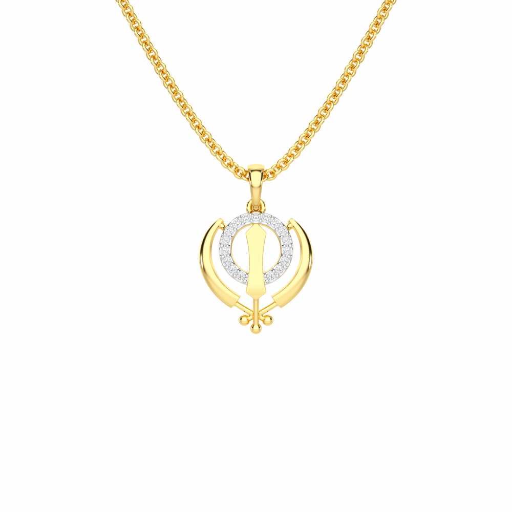 Khalsa Meher Silver Pendant - Yellow Gold - Image 1
