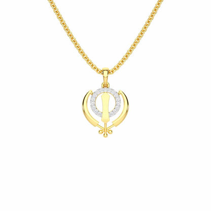 Khalsa Meher Silver Pendant - Yellow Gold - Image 1