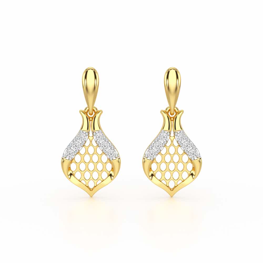 Pasha Elegance Dangler Silver Earrings - Yellow Gold - Image 1