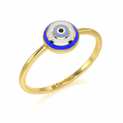 Isolde Evil Eye Silver Ring - Yellow Gold - Image 1