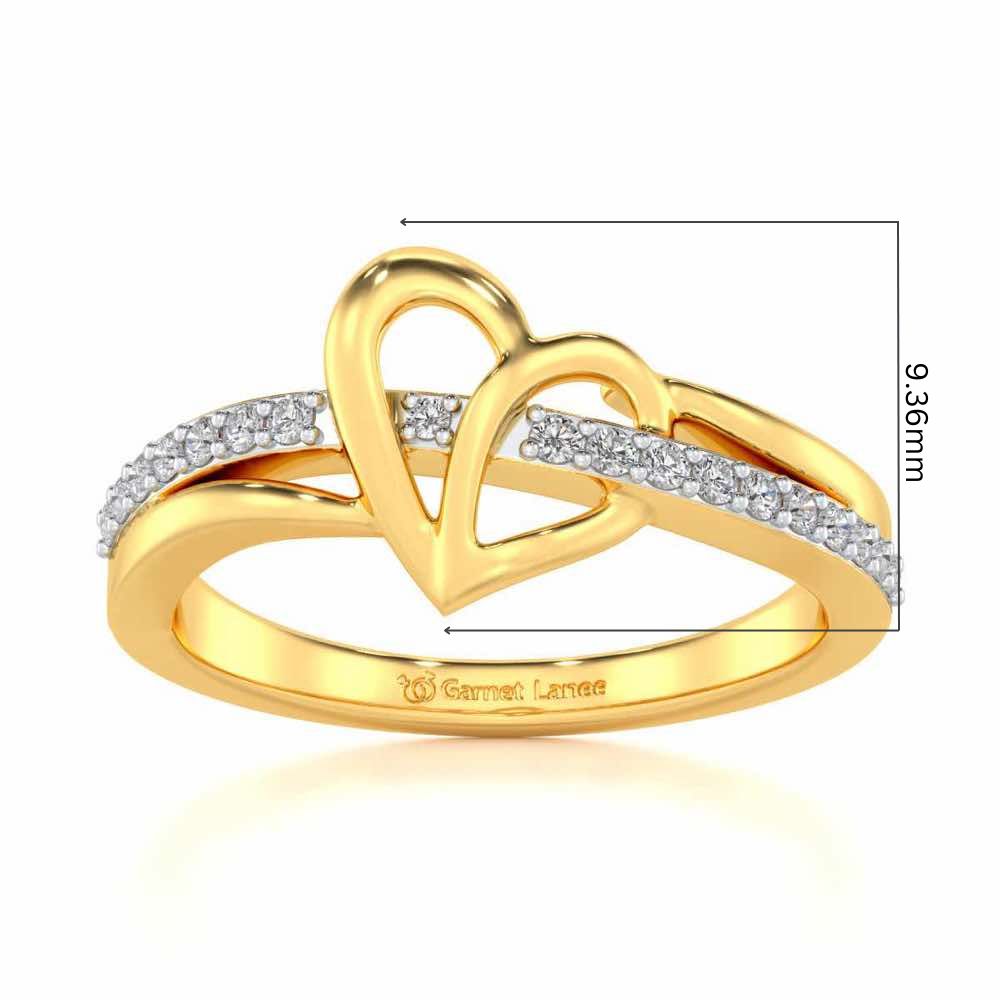 Sling Heart Silver Ring - Yellow Gold - Image 5