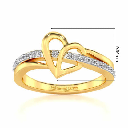 Sling Heart Silver Ring - Yellow Gold - Image 5