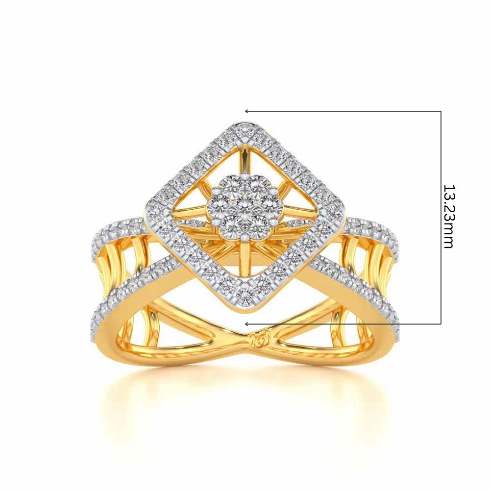 Rhombus Eye Silver Ring - Yellow Gold - Image 5