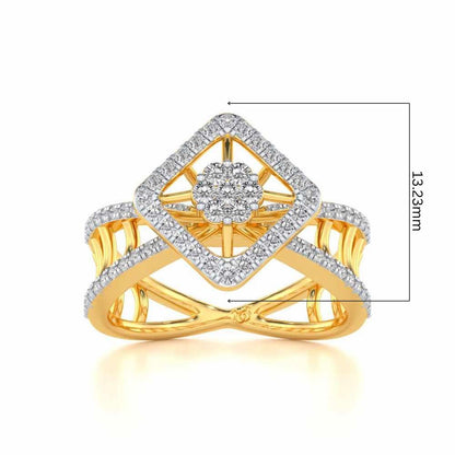 Rhombus Eye Silver Ring - Yellow Gold - Image 5