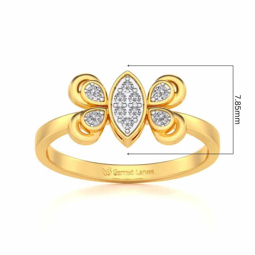 Cute Moth Silver Ring - Yellow Gold - Image 5