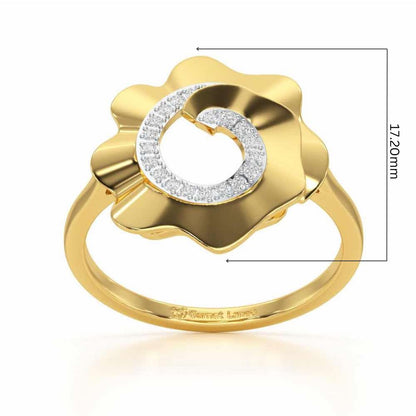 Twirl Flora Silver Ring - Yellow Gold - Image 5