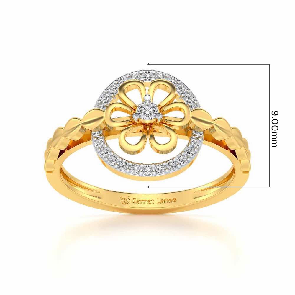 Shiny Circled Flower Silver Ring - Yellow Gold - Image 5