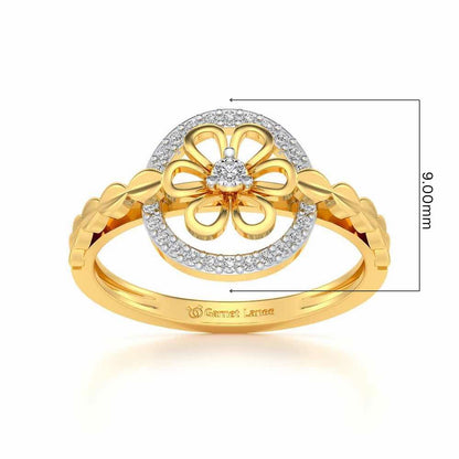 Shiny Circled Flower Silver Ring - Yellow Gold - Image 5