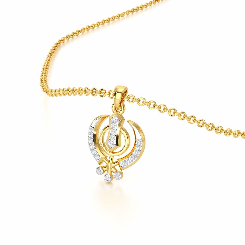 Khalsa Faith Silver Pendant - Yellow Gold - Image 2