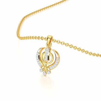 Khalsa Faith Silver Pendant - Yellow Gold - Image 2