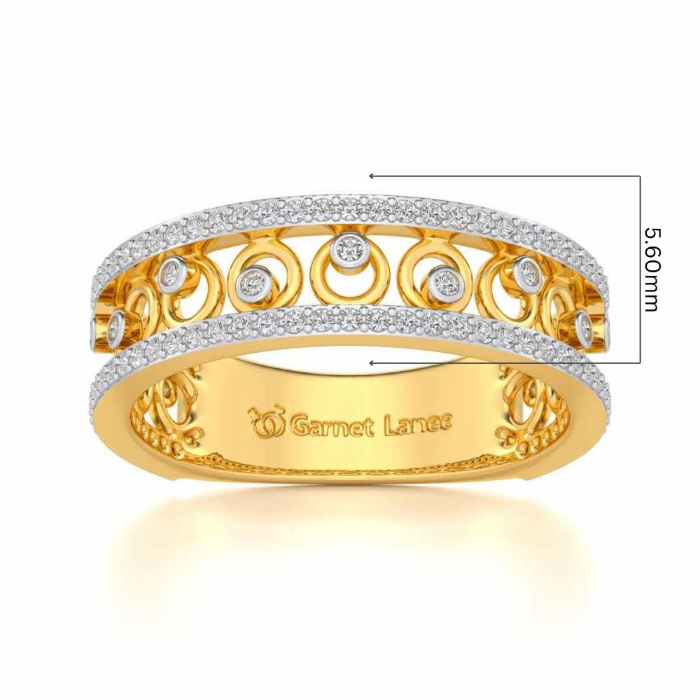 Rolling Eyes Silver Band Ring - Yellow Gold - Image 5