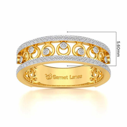 Rolling Eyes Silver Band Ring - Yellow Gold - Image 5