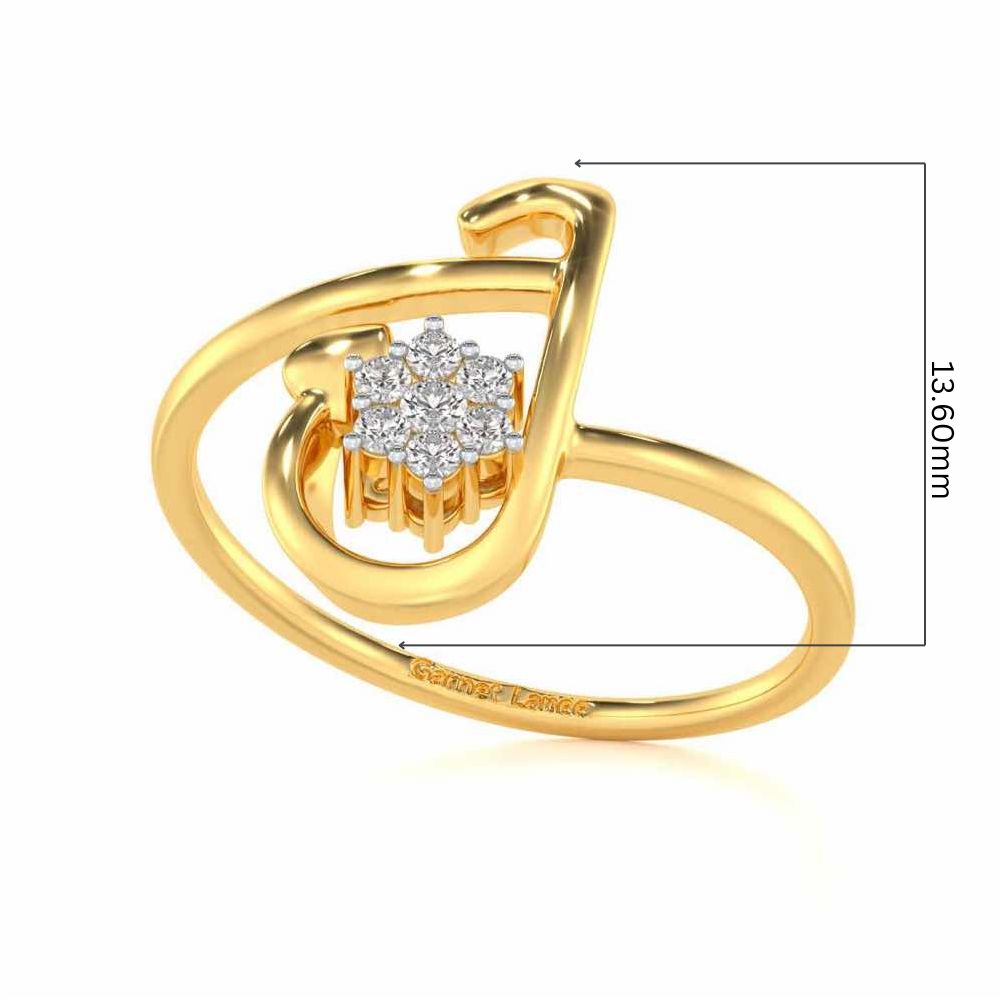 Subtle J Silver Ring - Yellow Gold - Image 5
