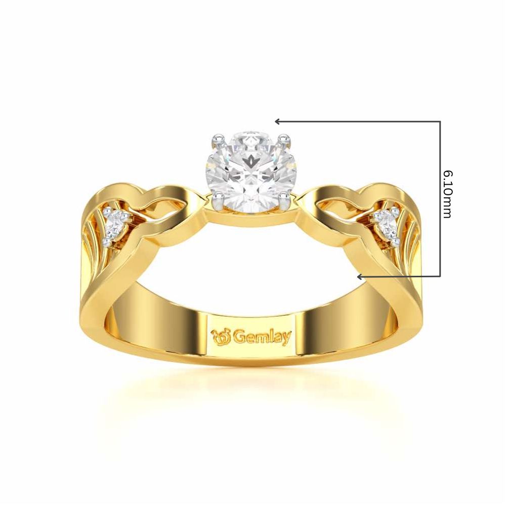 Deluxe Ladder Solitaire Ring - Yellow Gold - Image 5