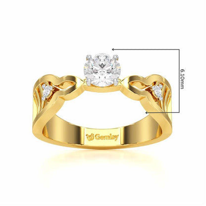 Deluxe Ladder Solitaire Ring - Yellow Gold - Image 5