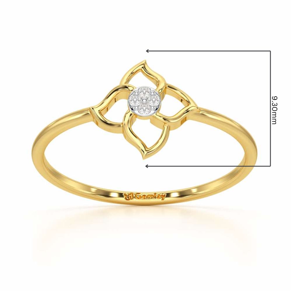 Solo Bloom Silver Ring - Yellow Gold - Image 2