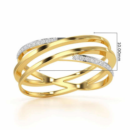 Criss-Cross Silver Ring - Yellow Gold - Image 5