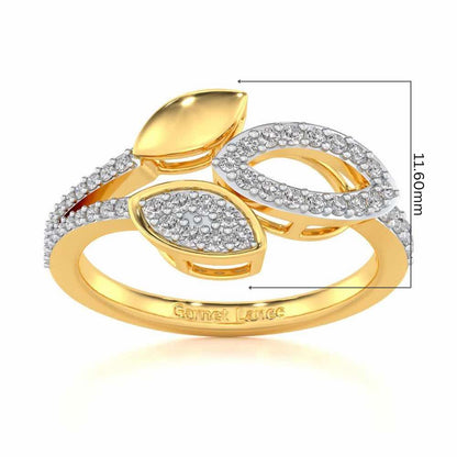 Leafy Dance Silver Ring - Yellow Gold - Image 5