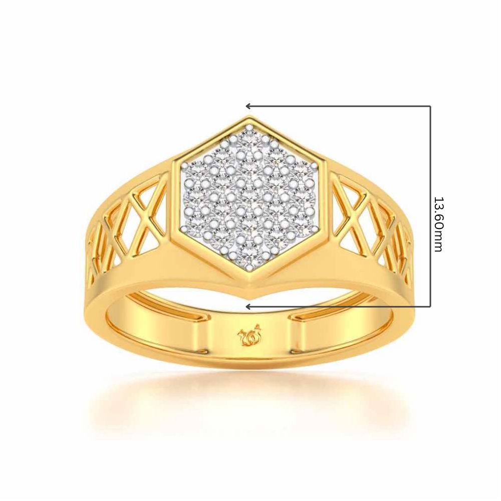 Packed Hexa Silver Ring For Men - Yellow Gold - Image 5