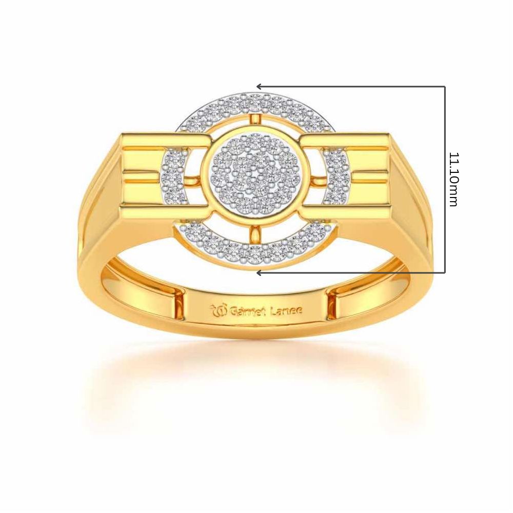 Bull Eye Silver Ring For Men - Yellow Gold - Image 5