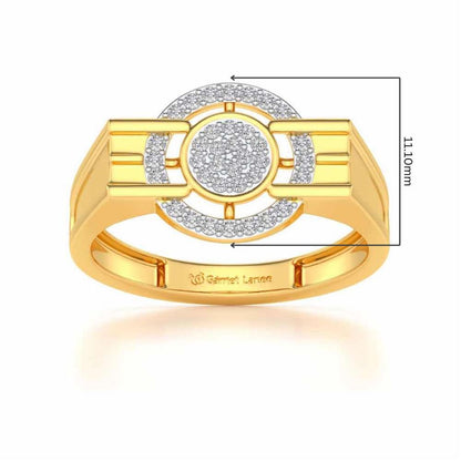 Bull Eye Silver Ring For Men - Yellow Gold - Image 5