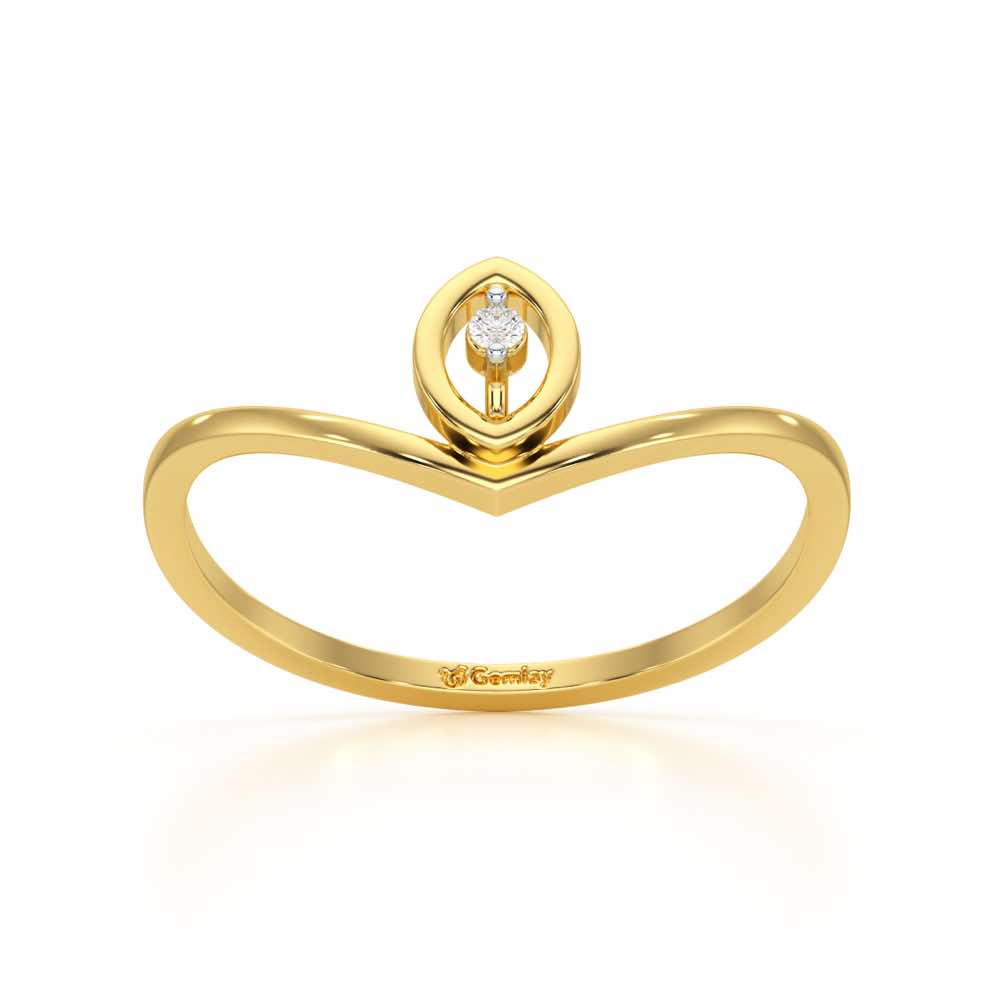 Vertical Eye Silver Ring - Yellow Gold - Image 2