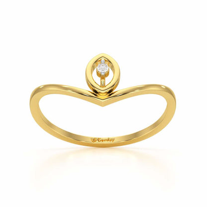 Vertical Eye Silver Ring - Yellow Gold - Image 2