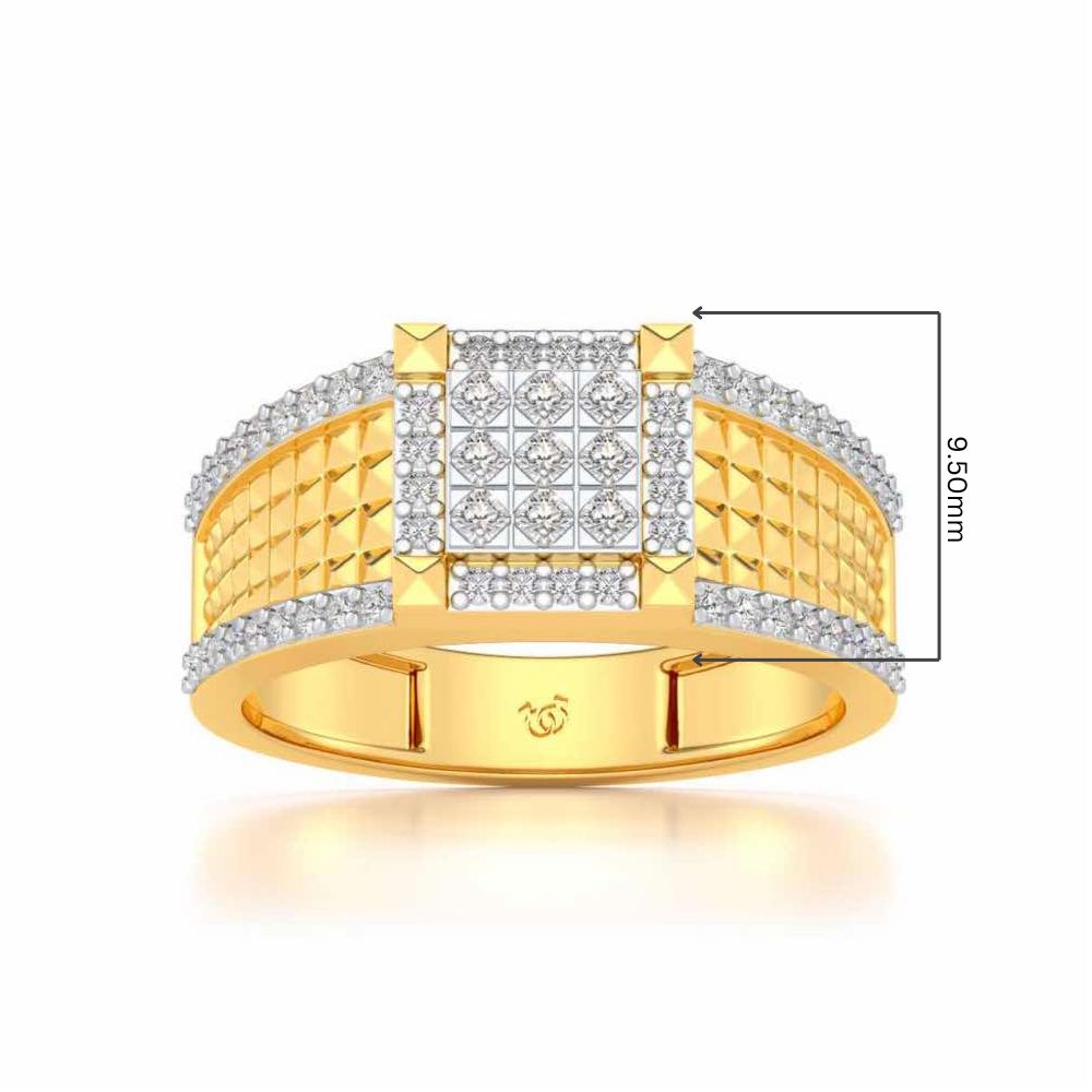 Spiky Groove Silver Ring For Men - Yellow Gold - Image 5