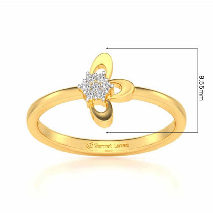 Tri-Petal Silver Ring - Yellow Gold - Image 5