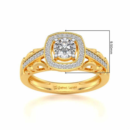 Lively Glow Solitaire Silver Ring - Yellow Gold - Image 5