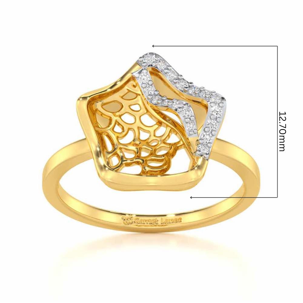 Water Bloom Silver Ring - Yellow Gold - Image 5