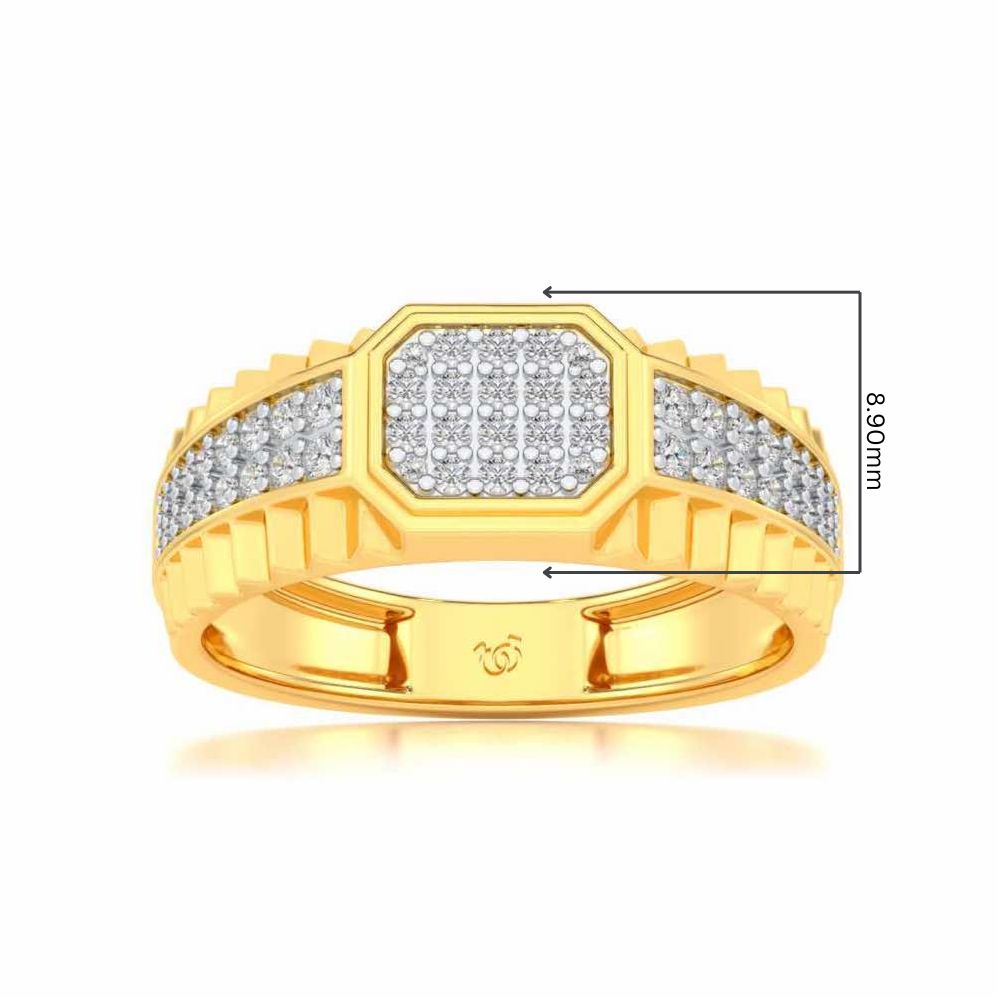 Hexagon Silver Ring For Men - Yellow Gold - Image 5