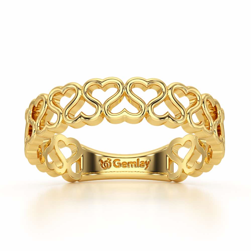 Heart Ziggle Silver Ring - Yellow Gold - Image 2