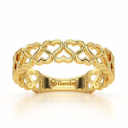 Heart Ziggle Silver Ring - Yellow Gold - Image 2